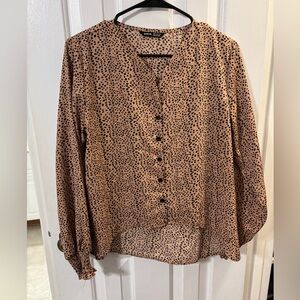 Leopard Print Long Sleeve Blouse